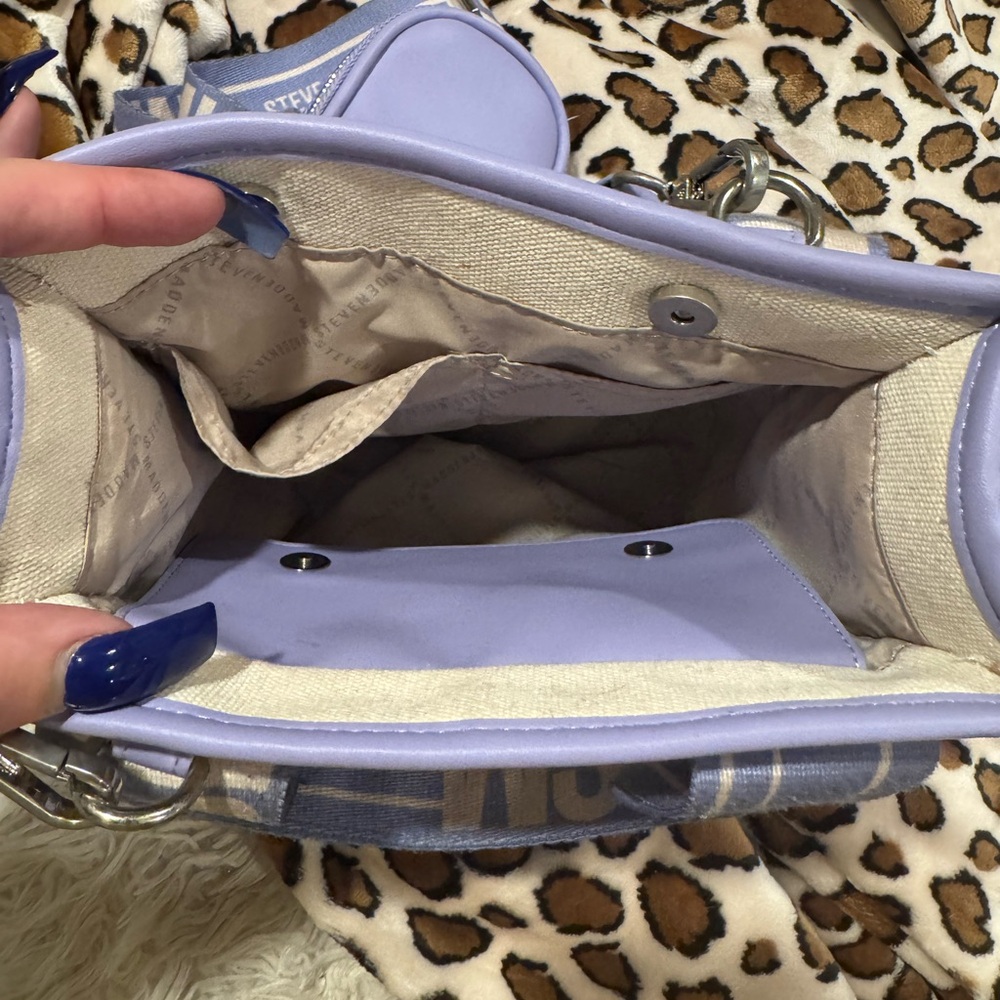Steve Madden Cream and Purple / Periwinkle Canvas Tote